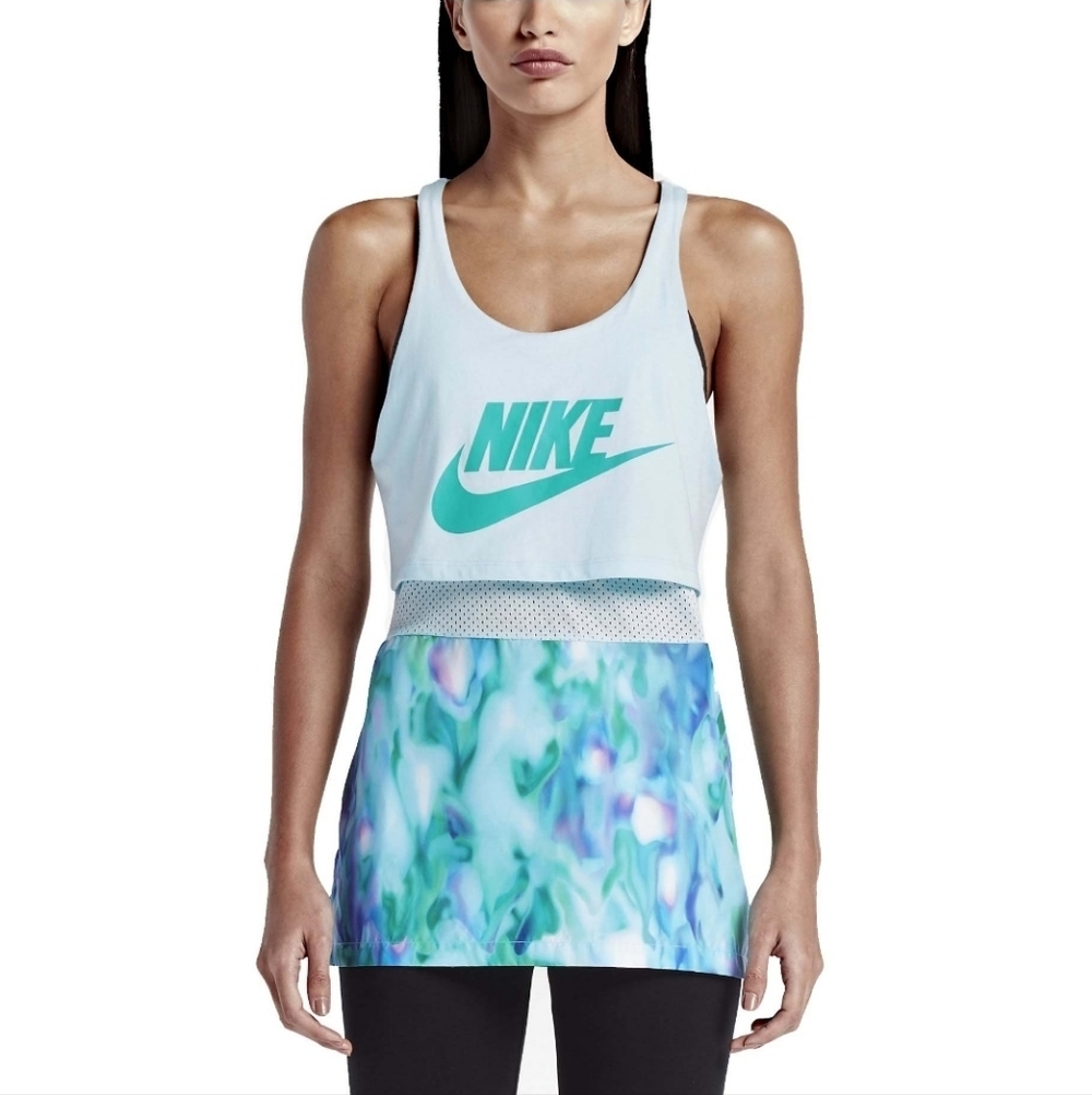Nike Sportswear Tank Top Allover Print Glacier Blue Size XS